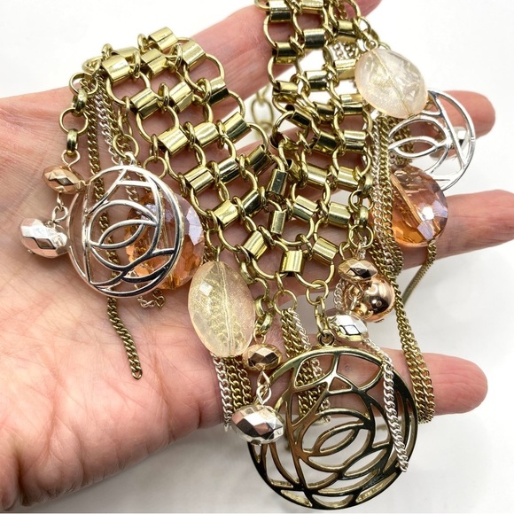 Goldtone Dangle Statement Necklace - Picture 5 of 8